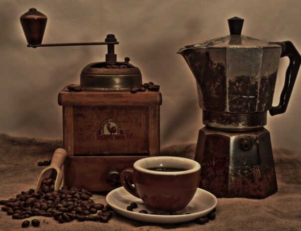 Antique coffee grinder and coffee pot Barcelona